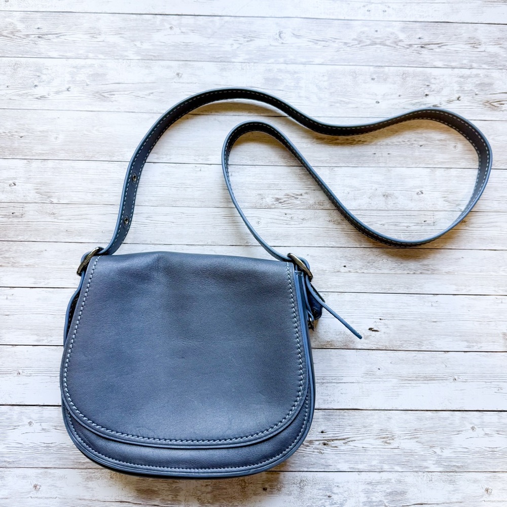 Coach 1941 Saddle Bag Crossbody Denim Blue Glove Tanned Leather